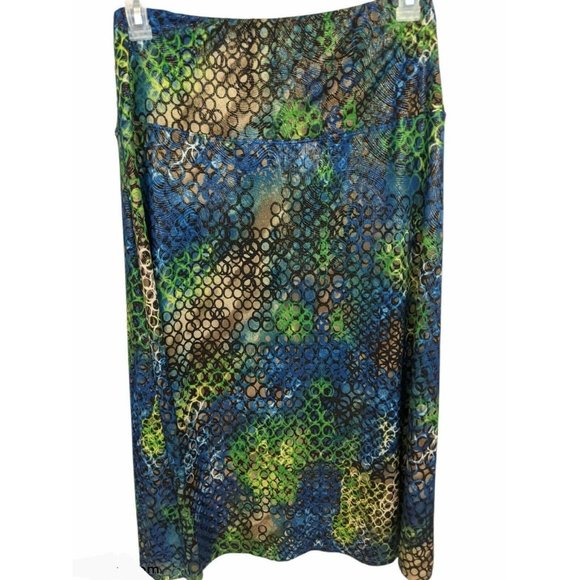 N Touch Blue and Green Stretch Skirt Size MP - Picture 1 of 5